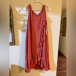 Maternity Elegant Sleeveless Ruffle Dress - Red